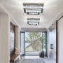 Elegant LED Crystal Ceiling Light Modern Flush Mount Rectangular Ceiling Lamp K9 Stainless Steel Ceiling Lights Fixture Chandelier For Living Room Bedroom Dining Room