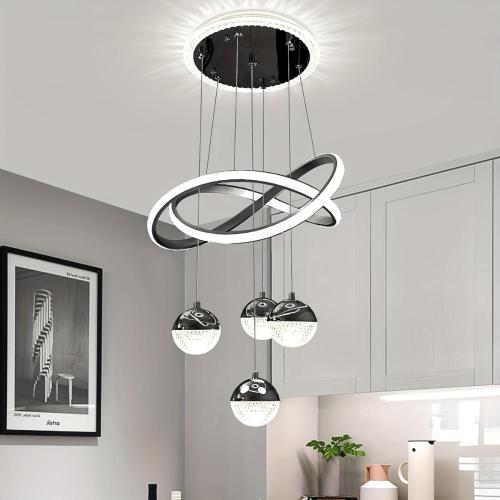 Modern Black LED Chandeliers, Dimmable 3-Color Kitchen Island Pendant Light For Dining Room, Bedroom, Living Room, Contemporary Hanging Ceiling Light, Linear Island Lamp Modern Black LED Chandeliers, Dimmable 3-Color Kitchen Island Pendant Light For Dining Room, Bedroom, Living Room, Contemporary Hanging Ceiling Light, Linear Island Lamp