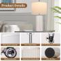 [Ceramic Table Lamps] 2 Modern Ceramic Table Lamps | Set of 23.5in Lamps for Living Room, Farmhouse Vintage Bedside Table Lamps with White Linen Shade, Rustic Bedroom Ceramic Lamps for Nightstand Home Office End Table Dorm