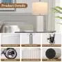 [Ceramic Table Lamps] 2 Modern Ceramic Table Lamps | Set of 23.5in Lamps for Living Room, Farmhouse Vintage Bedside Table Lamps with White Linen Shade, Rustic Bedroom Ceramic Lamps for Nightstand Home Office End Table Dorm