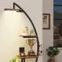 2pcs Multi-functional Metal Bookshelf With Lights - 7 Tiered, 65' Black & Brown Wood Bookcase for Living Room, Study, Bedroom | Great Gift for Home Decor