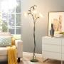 [Art Deco Flower Floor Lamp] 1pc Art Deco Flower Floor Lamp - 3-Color Temperature LED, Flexible Arm, Adjustable Lighting - Matte Metal & Plastic, Button Control, 110V-130V US Plug, Includes 3 Bulbs