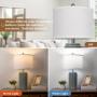 [Ceramic Table Lamps] 2 Modern Ceramic Table Lamps | Set of 23.5in Lamps for Living Room, Farmhouse Vintage Bedside Table Lamps with White Linen Shade, Rustic Bedroom Ceramic Lamps for Nightstand Home Office End Table Dorm