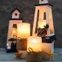 3pcs set, no fire candles, flashing LED pillar candles with remote control and timer, battery powered and real wax white candle with hemp rope, suitable for ocean, home bedroom decoration