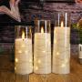 Kakoya Flameless Candle Battery Operated, 5 Acrylic Flickering LED Candles With Remote Control, Flameless Pillar Candle With Embedded Star String, Home Decor Halloween Christmas Ambience Wedding Decoration, Home Decorationakoy