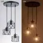 Adjustable Black 3-Light Vintage Industrial Ceiling Fixture - Matte Metal Finish, Geometric Pendant Light with E27 Base - Ideal for Kitchen, Dining Room, Hallway (Bulbs Not Included), Kitchen Decor