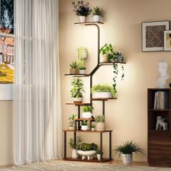Plant Stand Indoor with Grow Lights, 8 Tiered Plant Shelf, 63" Tall Stand for Indoor Plants Multiple, Metal Plant Flower Holder, Plant Rack for Home, Patio, Balcony