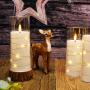 Kakoya Flameless Candle Battery Operated, 5 Acrylic Flickering LED Candles With Remote Control, Flameless Pillar Candle With Embedded Star String, Home Decor Halloween Christmas Ambience Wedding Decoration, Home Decorationakoy