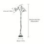 [Art Deco Flower Floor Lamp] 1pc Art Deco Flower Floor Lamp - 3-Color Temperature LED, Flexible Arm, Adjustable Lighting - Matte Metal & Plastic, Button Control, 110V-130V US Plug, Includes 3 Bulbs