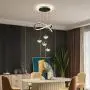 Modern Black LED Chandeliers, Dimmable 3-Color Kitchen Island Pendant Light For Dining Room, Bedroom, Living Room, Contemporary Hanging Ceiling Light, Linear Island Lamp
