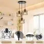 Adjustable Black 3-Light Vintage Industrial Ceiling Fixture - Matte Metal Finish, Geometric Pendant Light with E27 Base - Ideal for Kitchen, Dining Room, Hallway (Bulbs Not Included), Kitchen Decor