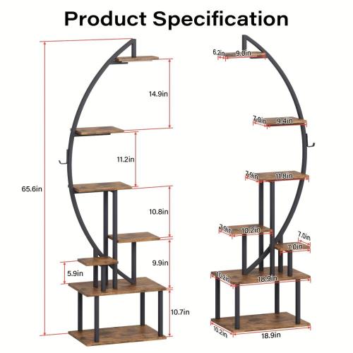 2pcs Multi-functional Metal Bookshelf With Lights - 7 Tiered, 65' Black & Brown Wood Bookcase for Living Room, Study, Bedroom | Great Gift for Home Decor 2pcs Multi-functional Metal Bookshelf With Lights - 7 Tiered, 65' Black & Brown Wood Bookcase for Living Room, Study, Bedroom | Great Gift for Home Decor