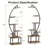 2pcs Multi-functional Metal Bookshelf With Lights - 7 Tiered, 65' Black & Brown Wood Bookcase for Living Room, Study, Bedroom | Great Gift for Home Decor