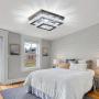 Elegant LED Crystal Ceiling Light Modern Flush Mount Rectangular Ceiling Lamp K9 Stainless Steel Ceiling Lights Fixture Chandelier For Living Room Bedroom Dining Room