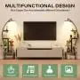 2pcs Multi-functional Metal Bookshelf With Lights - 7 Tiered, 65' Black & Brown Wood Bookcase for Living Room, Study, Bedroom | Great Gift for Home Decor
