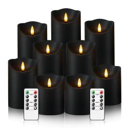 EEBUSS 9pcs Flashing Flameless Candles With 2 Remote Controls And Timers, LED Candles Suitable For Home Decoration, Shops, Family Gatherings, Easter Decoration, Easter Holiday Gifts (black) (D3 X H 3 
