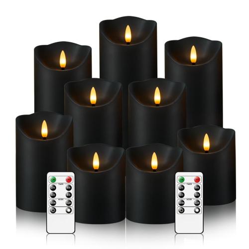 EEBUSS 9pcs Flashing Flameless Candles With 2 Remote Controls And Timers, LED Candles Suitable For Home Decoration, Shops, Family Gatherings, Easter Decoration, Easter Holiday Gifts (black) (D3 X H 3 