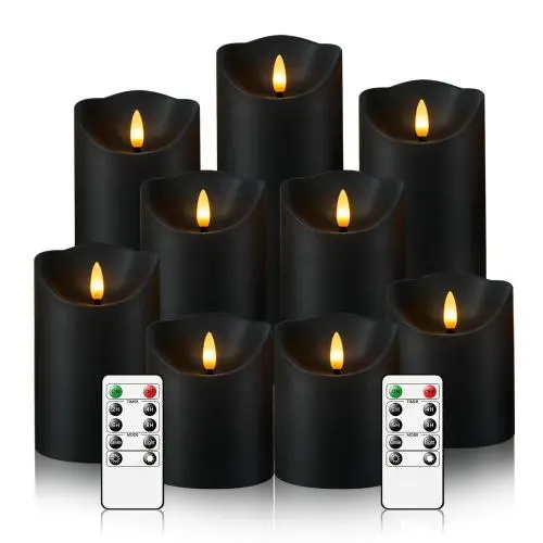 EEBUSS 9pcs Flashing Flameless Candles With 2 Remote Controls And Timers, LED Candles Suitable For Home Decoration, Shops, Family Gatherings, Easter Decoration, Easter Holiday Gifts (black) (D3 X H 3 