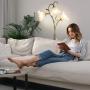 [Art Deco Flower Floor Lamp] 1pc Art Deco Flower Floor Lamp - 3-Color Temperature LED, Flexible Arm, Adjustable Lighting - Matte Metal & Plastic, Button Control, 110V-130V US Plug, Includes 3 Bulbs