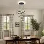 Modern Black LED Chandeliers, Dimmable 3-Color Kitchen Island Pendant Light For Dining Room, Bedroom, Living Room, Contemporary Hanging Ceiling Light, Linear Island Lamp