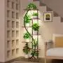 [7 Tiered | Metal] 7 Tiered Metal 59" Tall Plant Stand with Grow Light Indoor | Corner Shelves, Pot Rack, Full Spectrum Growth Lamp | for Living Room, Patio, Bedroom, Balcony Decor, Brown, S-Shaped Flower Display Stand