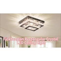Elegant LED Crystal Ceiling Light Modern Flush Mount Rectangular Ceiling Lamp K9 Stainless Steel Ceiling Lights Fixture Chandelier For Living Room Bedroom Dining Room