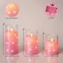 3pcs Pink Flickering Flameless LED Candles | Battery Operated | Romantic | Home Decor, Christmas, Weddings, Valentine’s Day, Parties | Lightweight & Sturdy Design, Includes Remote, Clear Plexiglass Shell