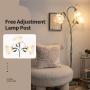 [Art Deco Flower Floor Lamp] 1pc Art Deco Flower Floor Lamp - 3-Color Temperature LED, Flexible Arm, Adjustable Lighting - Matte Metal & Plastic, Button Control, 110V-130V US Plug, Includes 3 Bulbs