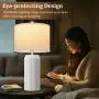 [Ceramic Table Lamps] 2 Modern Ceramic Table Lamps | Set of 23.5in Lamps for Living Room, Farmhouse Vintage Bedside Table Lamps with White Linen Shade, Rustic Bedroom Ceramic Lamps for Nightstand Home Office End Table Dorm