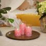 3pcs Pink Flickering Flameless LED Candles | Battery Operated | Romantic | Home Decor, Christmas, Weddings, Valentine’s Day, Parties | Lightweight & Sturdy Design, Includes Remote, Clear Plexiglass Shell