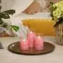 3pcs Pink Flickering Flameless LED Candles | Battery Operated | Romantic | Home Decor, Christmas, Weddings, Valentine’s Day, Parties | Lightweight & Sturdy Design, Includes Remote, Clear Plexiglass Shell