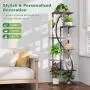 [7 Tiered | Metal] 7 Tiered Metal 59" Tall Plant Stand with Grow Light Indoor | Corner Shelves, Pot Rack, Full Spectrum Growth Lamp | for Living Room, Patio, Bedroom, Balcony Decor, Brown, S-Shaped Flower Display Stand