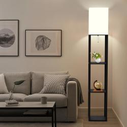[Solid Wood Column Floor Lamp] 62.9" Real Solid Wood Column Floor Lamp - With Shelves and Bulb Included - Suitable for Halloween, Christmas and Other Holidays