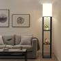 [Solid Wood Column Floor Lamp] 62.9" Real Solid Wood Column Floor Lamp - With Shelves and Bulb Included - Suitable for Halloween, Christmas and Other Holidays