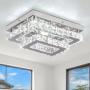 Elegant LED Crystal Ceiling Light Modern Flush Mount Rectangular Ceiling Lamp K9 Stainless Steel Ceiling Lights Fixture Chandelier For Living Room Bedroom Dining Room