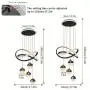 Modern Black LED Chandeliers, Dimmable 3-Color Kitchen Island Pendant Light For Dining Room, Bedroom, Living Room, Contemporary Hanging Ceiling Light, Linear Island Lamp