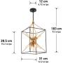 9-Light Chandelier, Adjustable Height Lantern Pendant Light with Black and Brass Finish, Metal Light Fixture for Dining & Living Room, Foyer, Bedroom, Kitchen Island and Entryway