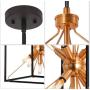 9-Light Chandelier, Adjustable Height Lantern Pendant Light with Black and Brass Finish, Metal Light Fixture for Dining & Living Room, Foyer, Bedroom, Kitchen Island and Entryway