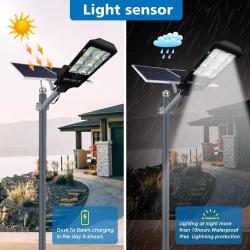 500W Solar Street Light ,Solar Lamp Outdoor Security Led Flood Lights Pole Light Dusk to Dawn Remote Control with Motion Sensor 43000 Lumens for Parking Lot,Stadium,Pathway,Yard,Roadway