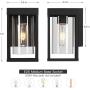 2-Pack Black Outdoor Wall Light Fixtures, Exterior Waterproof Wall Lantern Sconce , 9"H Outdoor Porch Light Wall Mount with Clear Glass Shade