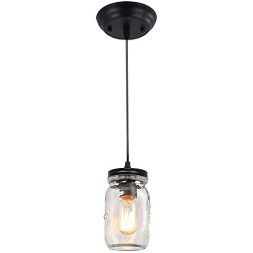 WTYUIO Mason Jar Light, 1 Light Kitchen Island Pendant Light Farmhouse Chandelier Flush Mount Ceiling Light for Kitchen Living Room Barn Dining Room WTYUIO Mason Jar Light, 1 Light Kitchen Island Pendant Light Farmhouse Chandelier Flush Mount Ceiling Light for Kitchen Living Room Barn Dining Room