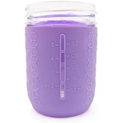 minliving Silicone Mason Jar Protector Sleeve 8oz (Half Pint) Fits Ball, Kerr Regular-Mouth Jars, Kids Cup Holder (Violet, 1) Jar not included previously known as HallGEMs