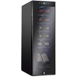 Ivation 12 Bottle Compressor Wine Cooler Refrigerator w/Lock | Large Freestanding Wine Cellar For Red, White, Champagne or Sparkling Wine | 41f-64f Digital Temperature Control Fridge Glass Door Black