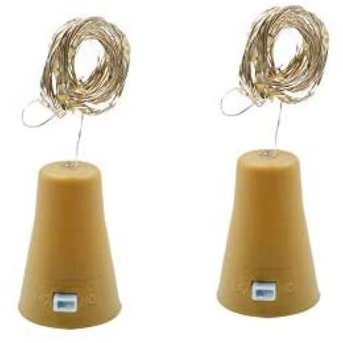 LiXiongBao 2 Pack 6.6 Ft Solar Powered Wine Bottle Lights,20 LED Waterproof Warm White Cork Shaped Fairy String Lights for Wedding,Christmas,Halloween,Outdoor,Holiday,Garden,Patio,Pathway,Lawn Decor