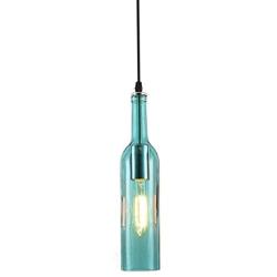 Modern Pendant Light, E26 Wine Bottle Ceiling Lamp, Bar Chandelier Fixture with Decor Colored Glass Shade Hanging for Kitchen Island, Living Room, Dining Room, Restaurant, Indoor (Blue)