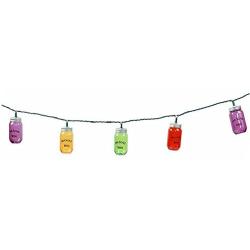 10 Colorful Mason Jar Party String Lights Indoor/Outdoor Decor-8 Ft