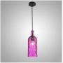 LIZIHAO Loft Pendant Light Modern Wine Bottle Colorful Glass Kitchen Embossed Chandelier (Color : Purple)
