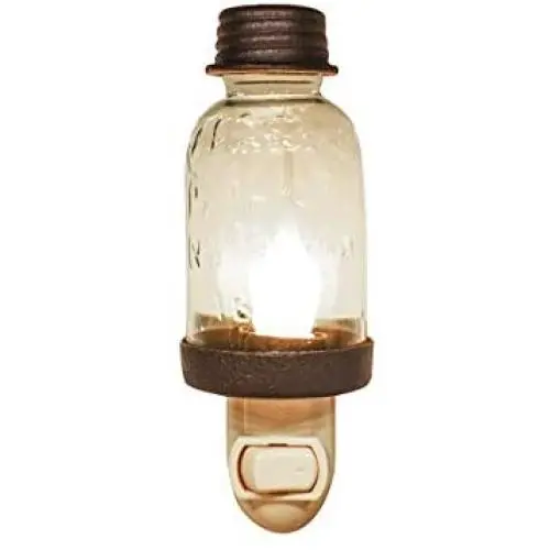 TG,LLC Treasure Gurus Bronze Mason Jar Nightlight Plug-in Wall Lamp Bulb Night Lighting Farmhouse Decor