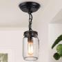 LALUZ Semi Flush Mount Ceiling Light, Farmhouse Mason Jar Lights for Kitchen, Foyer, Oil Rubbed Bronze (6.7” H x 3.9”W)