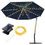 8 Modes Solar Umbrella Lights + 6 Pack 30 LEDs Solar Mason Jar Lights